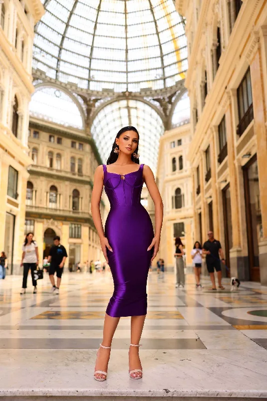 Midi dresses with gathered skirts for a full and flowing silhouette Nicoletta NC1083