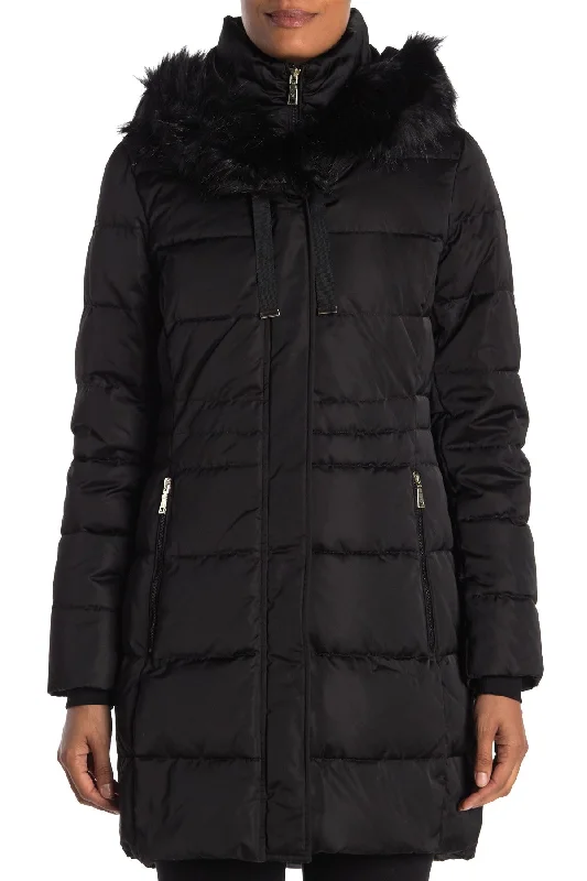 T Tahari Women's Stefani Fitted Puffer Coat, Black