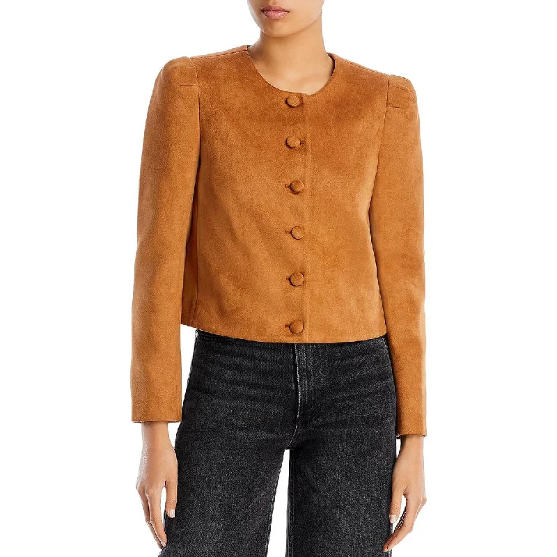 Womens Faux Suede Lightweight Shirt Jacket