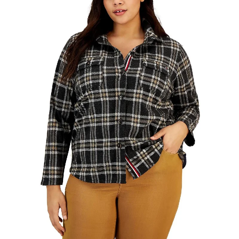 Plus Womens Plaid Cold Weather Shirt Jacket