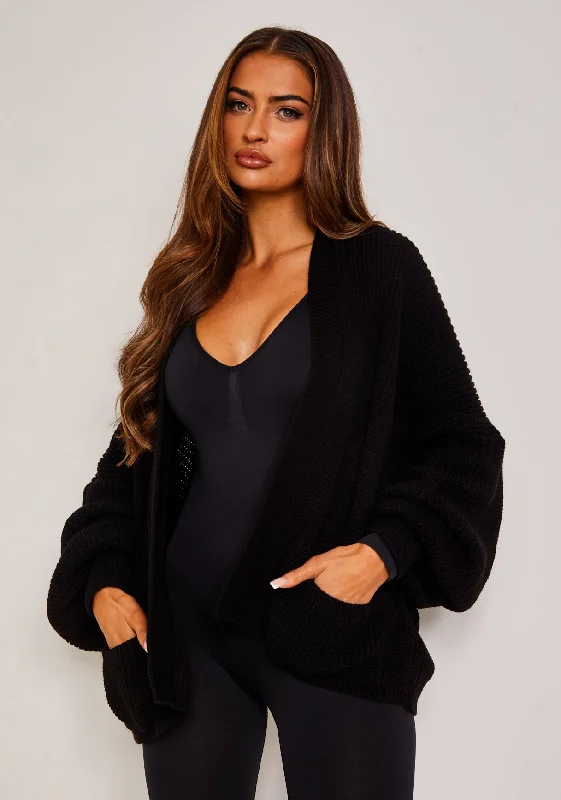 Devyn Black Balloon Sleeve Cardigan