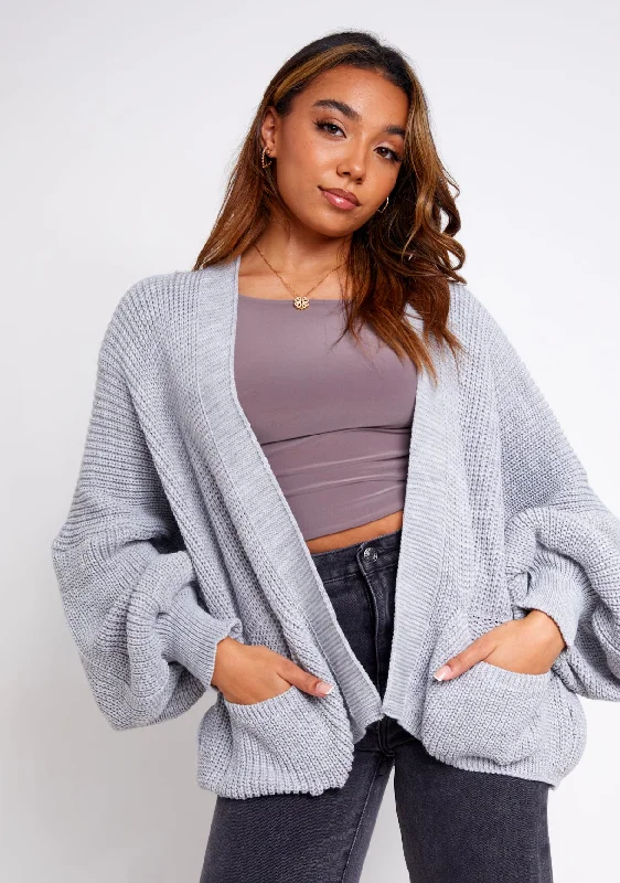 Devyn Grey Balloon Sleeve Cardigan