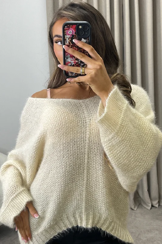 Ebonie Cream Slouchy Knit Jumper