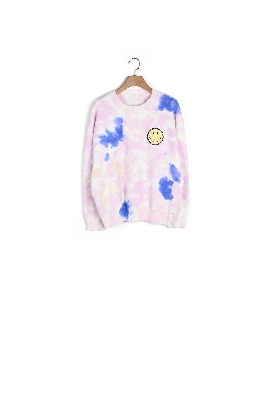 Pull tie and dye avec broderie smiley