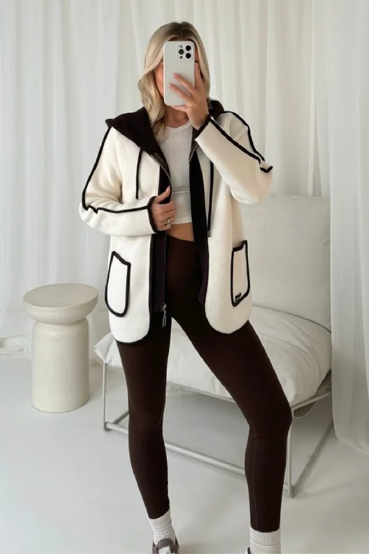 Laura white knit zip up cardigan