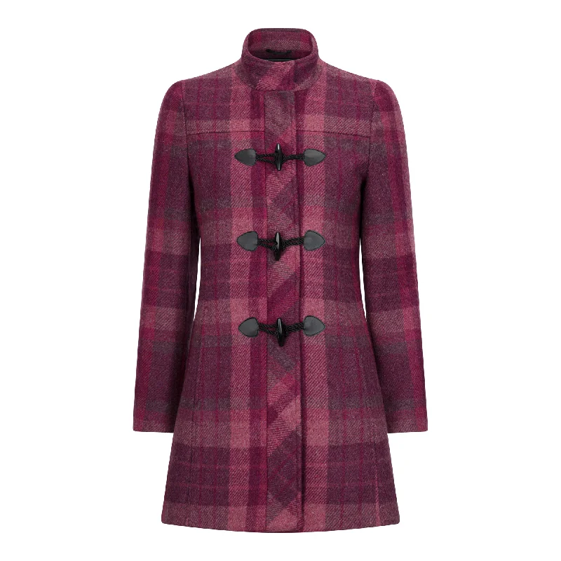 Raspberry Check Marie Duffle Coat