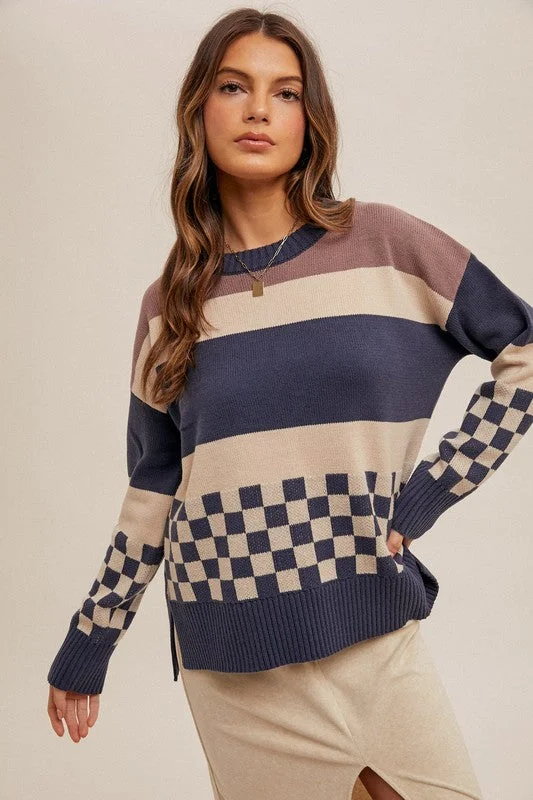 Kenzie Contrast Print Sweater