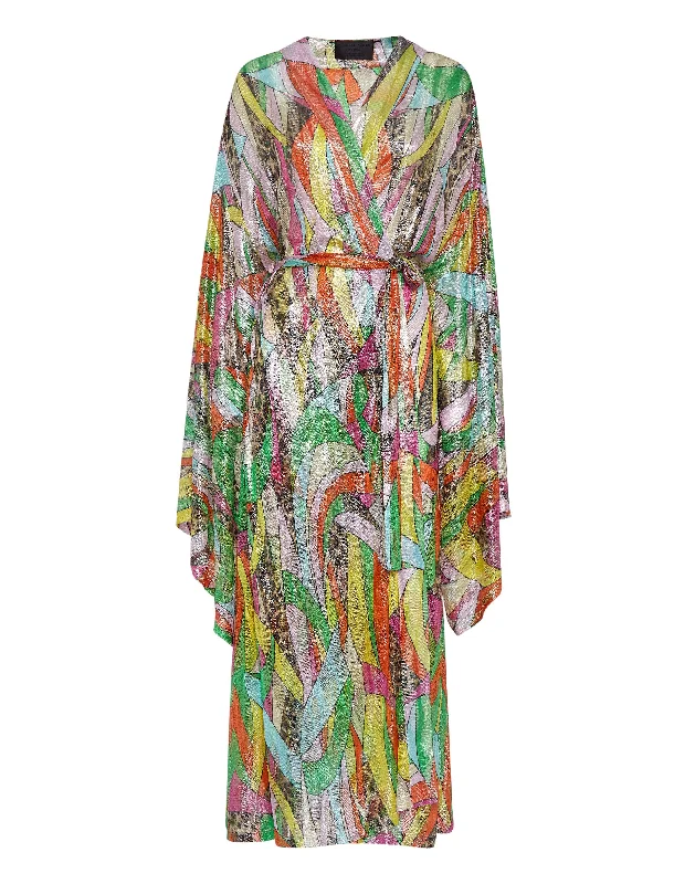 Knit Lurex Kaftan Rainbow Patchwork