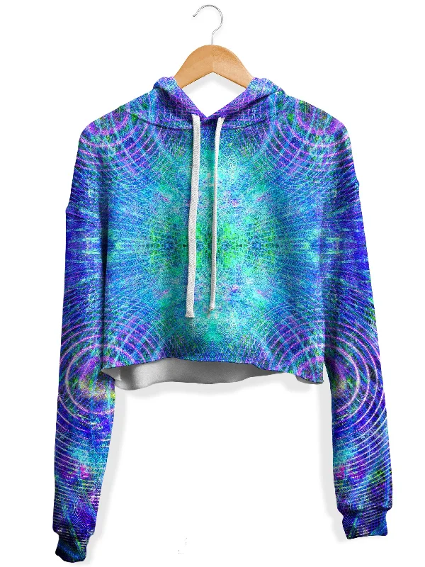 Blue Psycho Cosmos Fleece Crop Hoodie