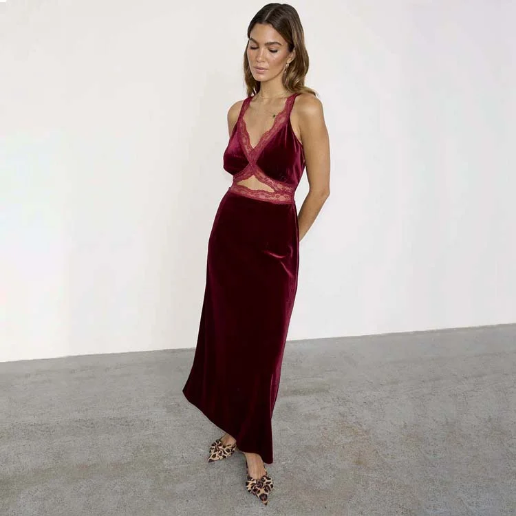 Burgundy Velvet Mimi Dress Petite