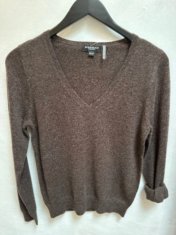 Chocolate Organic Cashmere V-Neck Jumper