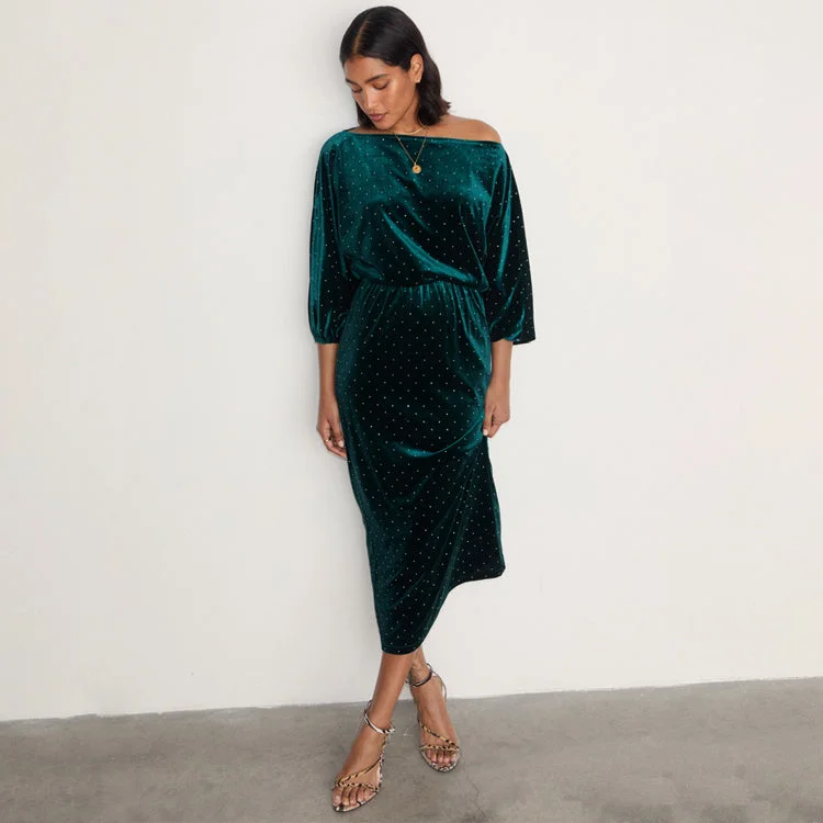 Emerald Velvet Tilly Dress Petite