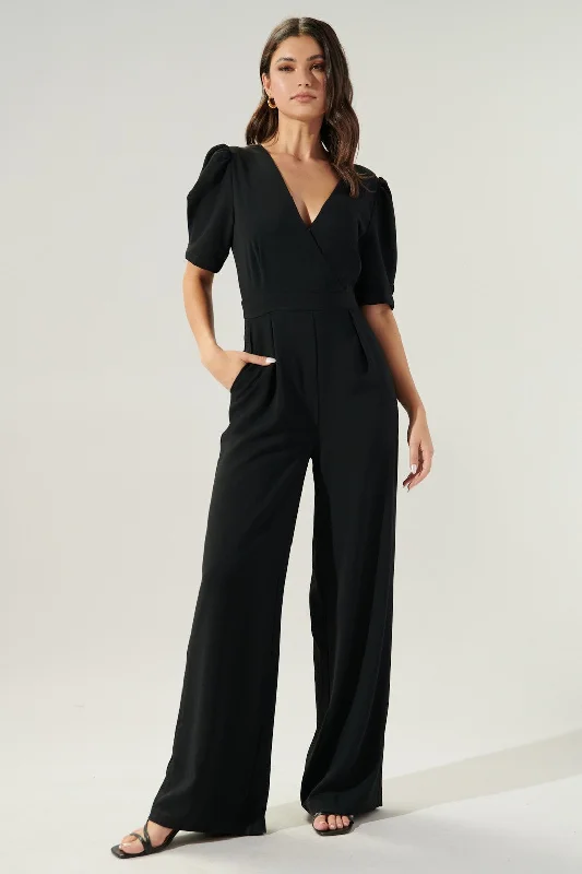 Go Getter Wide Leg Surplice Jumpsuit