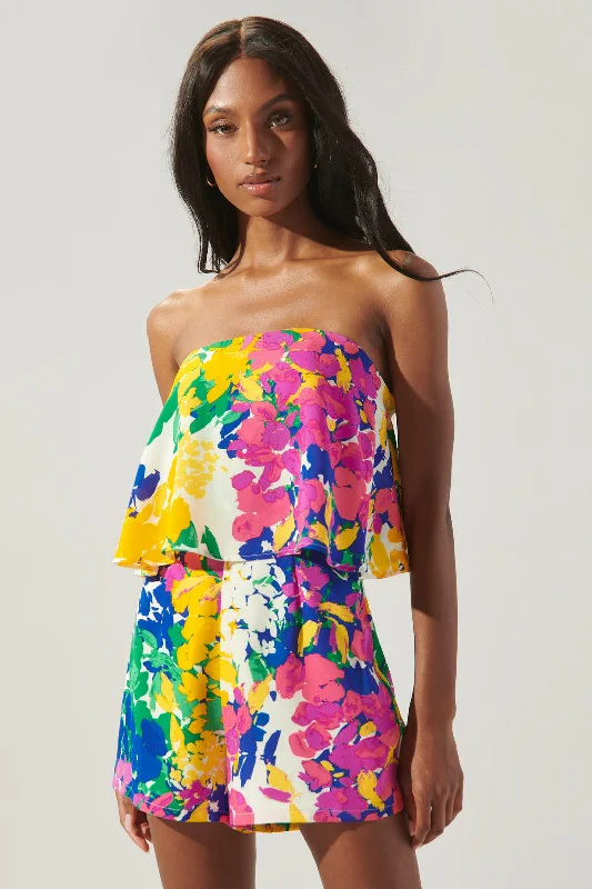 Gypsum Floral Strapless Romper