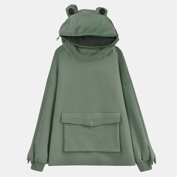 Kawaii Funny Hooded Frog Sweatshirt Hoodie - Hop into Comfort and Cuteness! ??