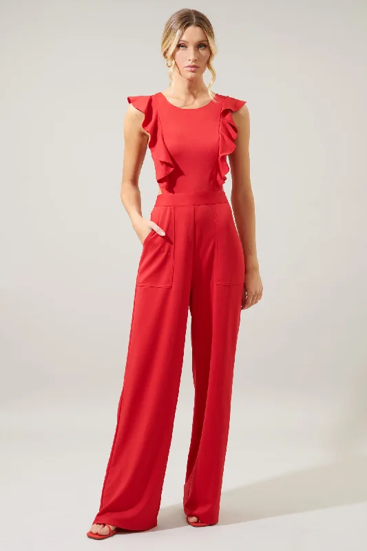 Lucki Back Cut Out Ruffle Jumpsuit