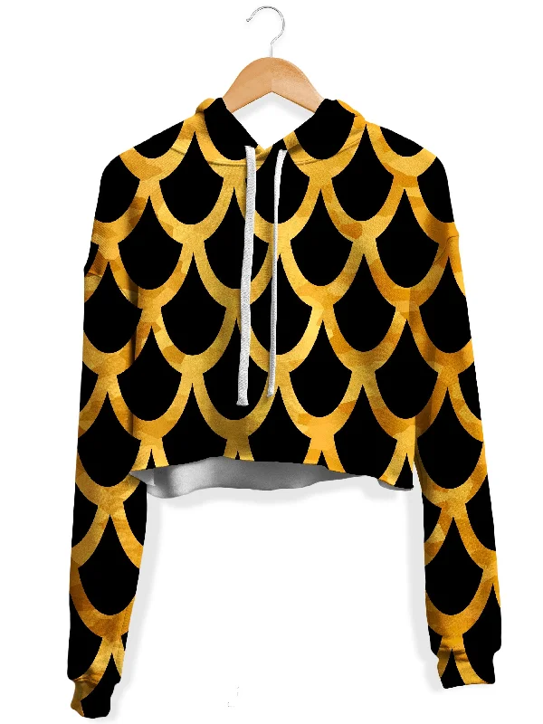 Mermaid Scales Gold Fleece Crop Hoodie