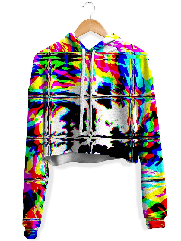 Rave Glitch Og Fleece Crop Hoodie