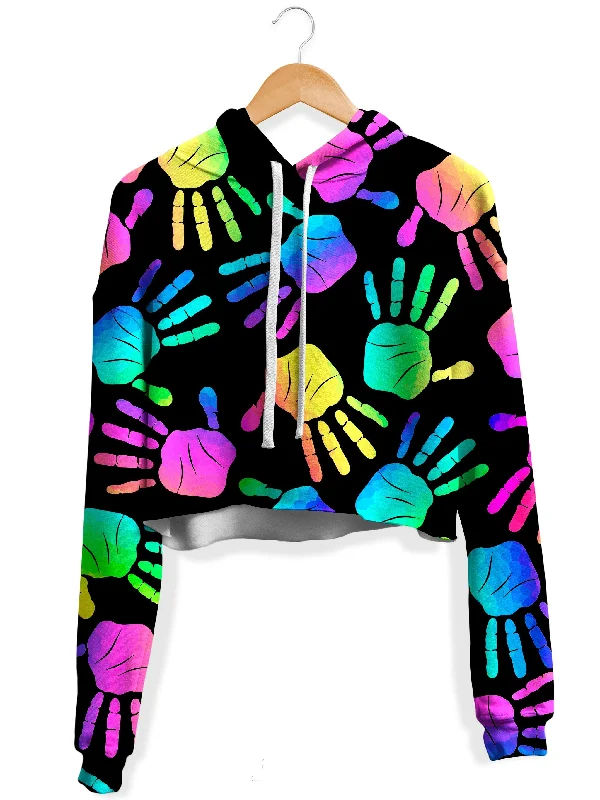 Rave Hands Fleece Crop Hoodie