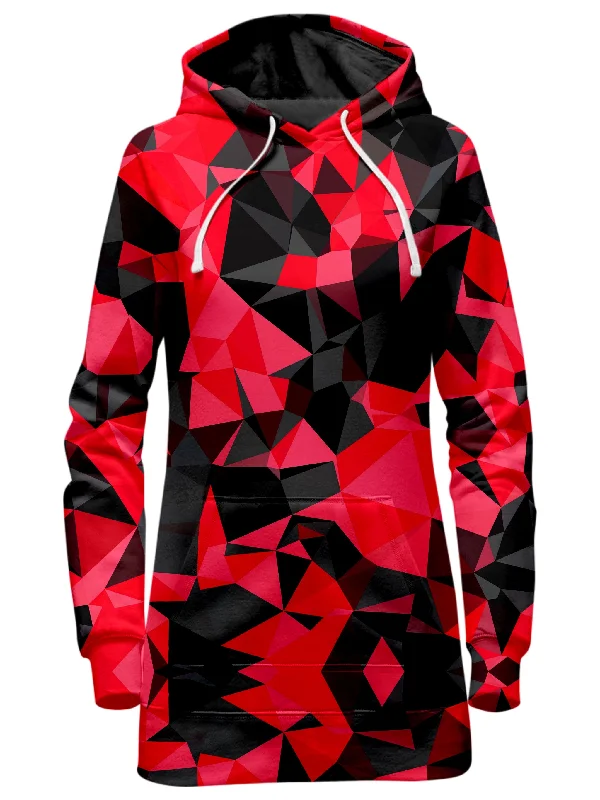 Red and Black Geo Hoodie Dress