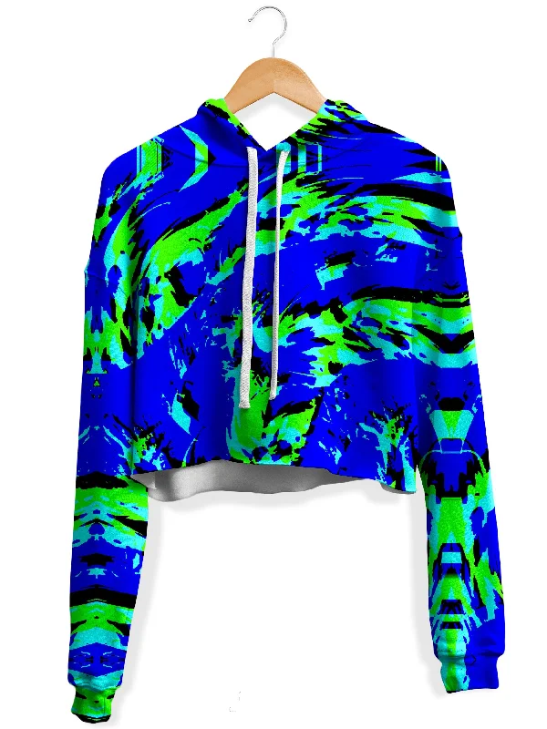 Sea Splatter Rave Graffiti Fleece Crop Hoodie