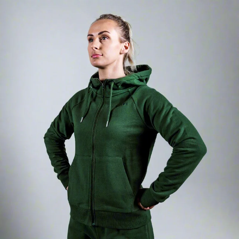 THE BRAVE - WOMENS SIGNATURE ZIP THROUGH HOODIE - DARK OLIVE