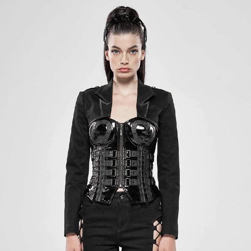 Women's Goth Turn-down collar Long Sleeved Short Jackets