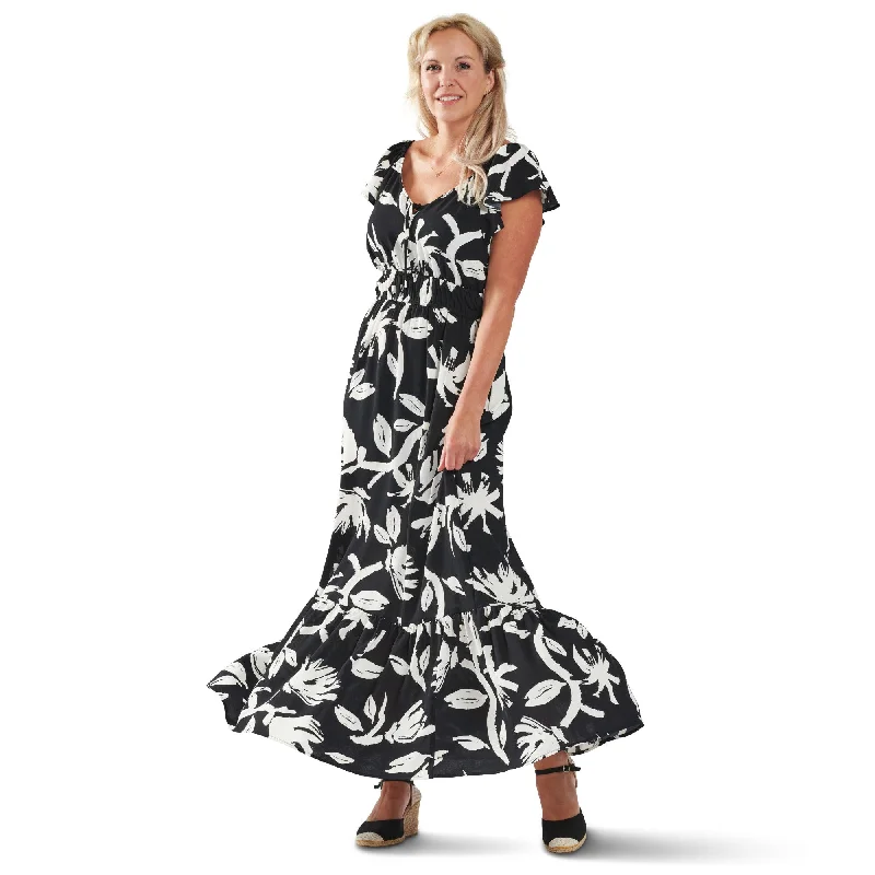 lily morgan Women's Flutter Sleeve Maxi Dress