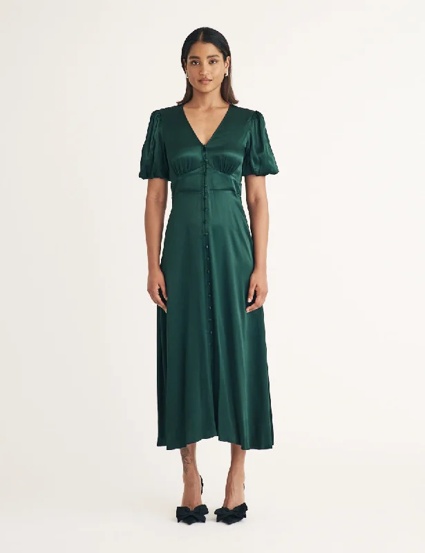 Green Bridesmaid Tyra Midi Dress