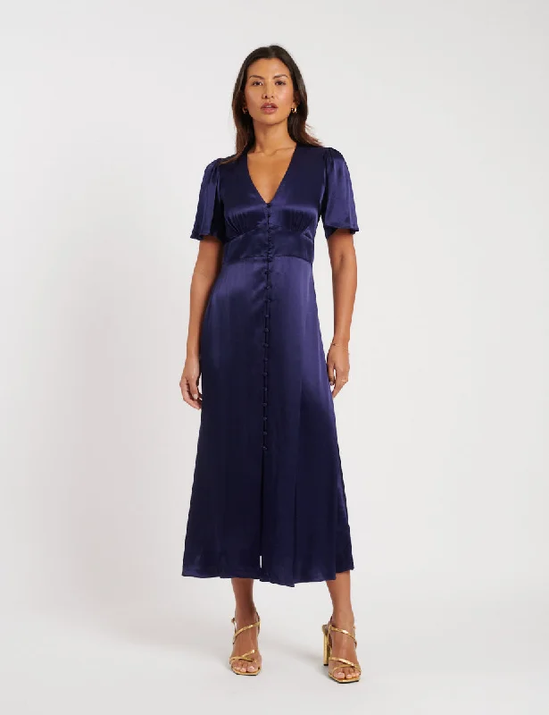 Navy Bridesmaid Erin Midi Dress