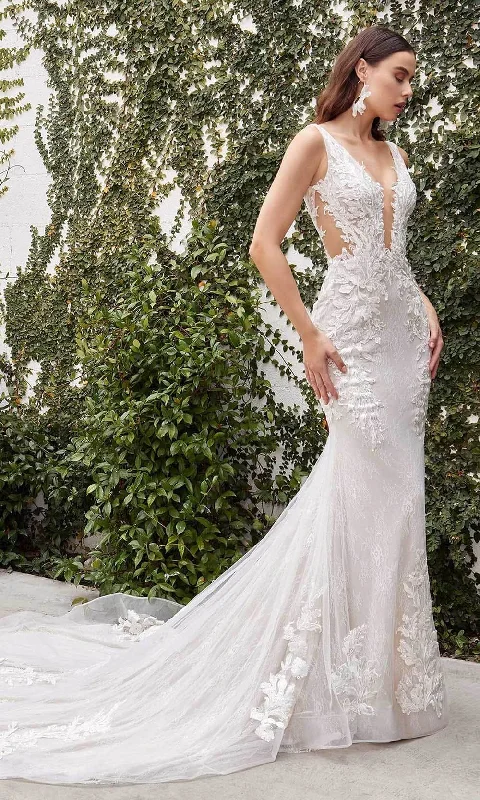 Andrea and Leo A1072W - V-Neck Embroidered Mermaid Bridal Gown