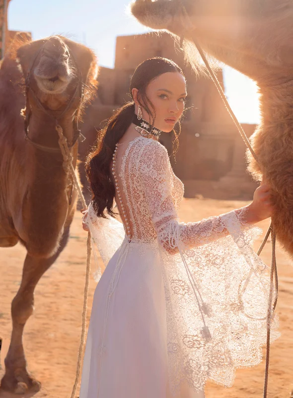 Bell Sleeves Bohemian Wedding Gown