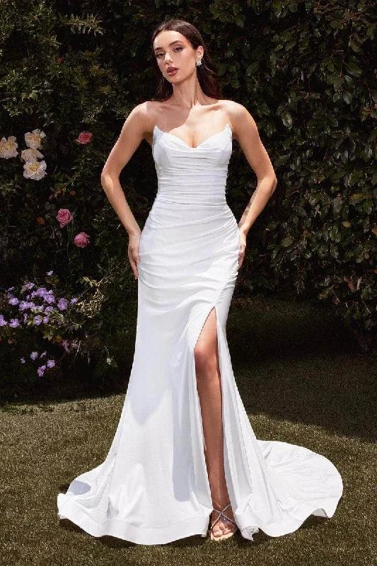 Cinderella Divine CD791W - Strapless Stretch Satin Wedding Dress