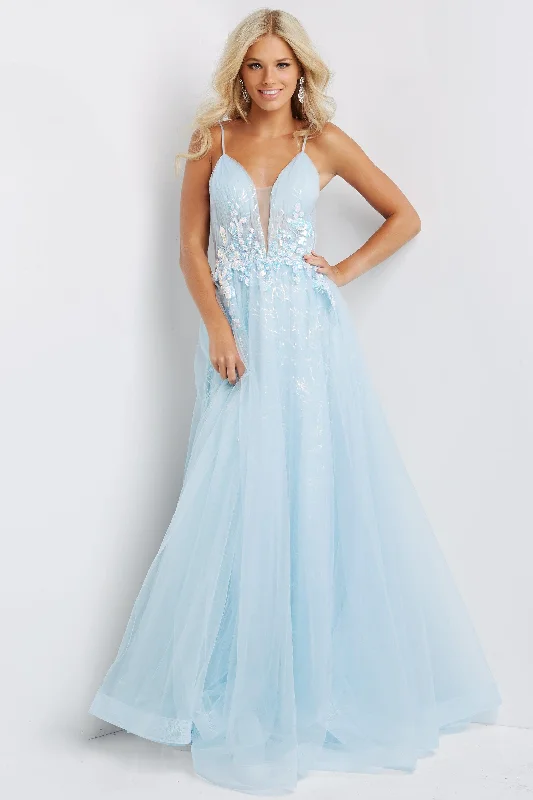 Jovani 07637 Long Spaghetti Strap Prom Dress