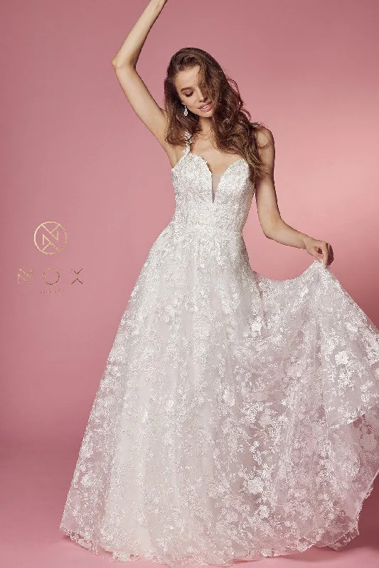 Sleeveless A-Line Long Wedding Gown