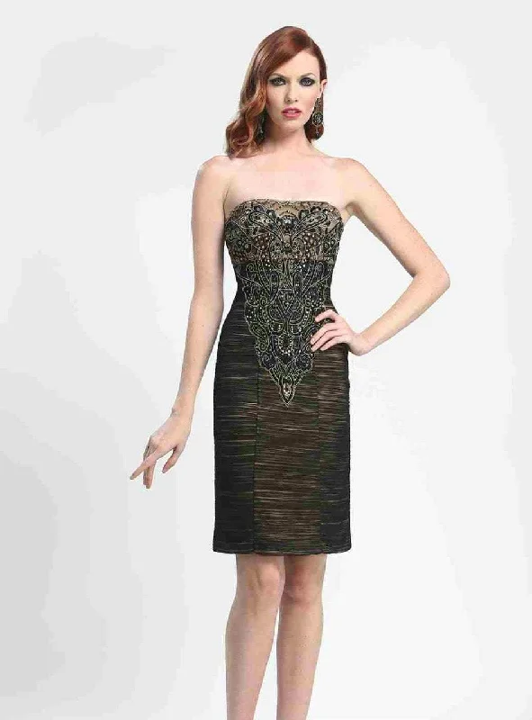 Sue Wong - N4143 Strapless Ruched Mesh Cocktail Dress