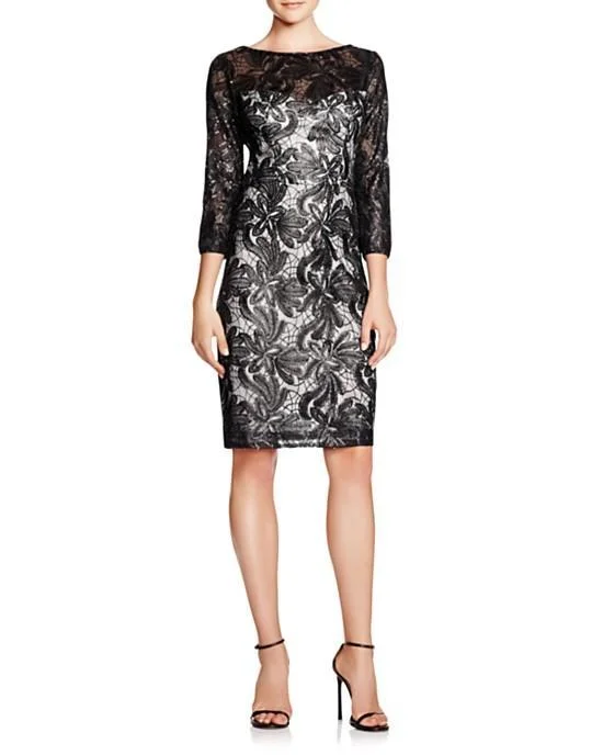 Sue Wong - Sequined Illusion Bateau Sheath Dress N5443