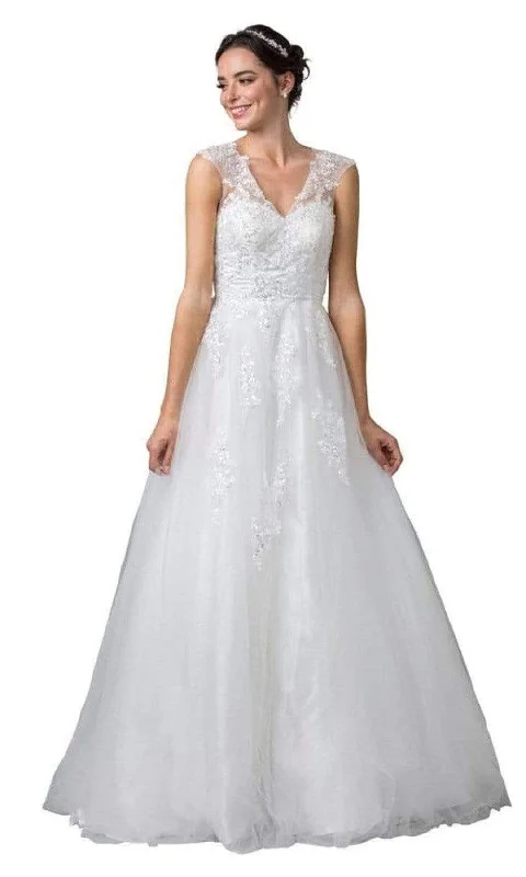 Trevi Collection Bridal - W2443 V Neck Classic Wedding Dress