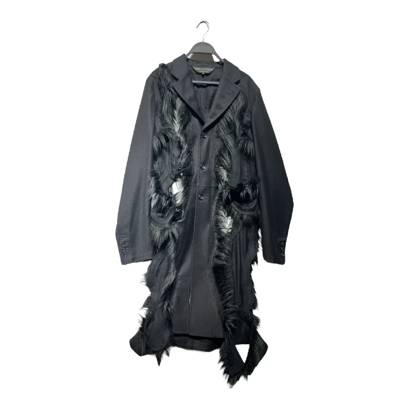 COMME des GARCONS HOMME/Coat/M/Wool/BLK/distressed fur