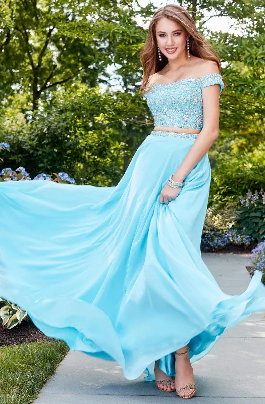 Clarisse - 4938 Off-Shoulder Two-Piece Chiffon Gown