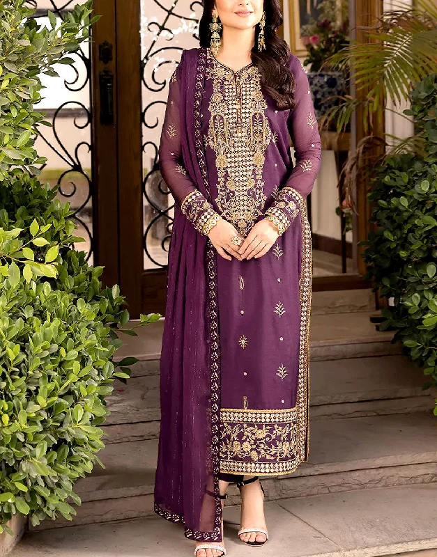 Elegant Embroidered Chiffon Party Wear Dress 2024 (DZ16735)