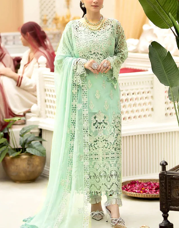 Fancy Heavy Embroidered Chiffon Wedding Dress with Chiffon Dupatta (DZ16957)