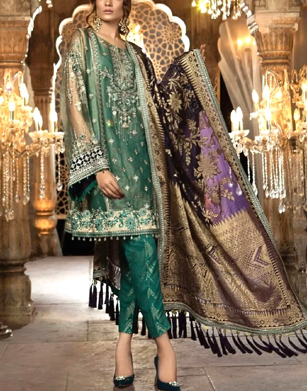 Handwork Embroidered Net Wedding Dress 2024 with Luxury Net Embroidered Shawl (DZ11792)