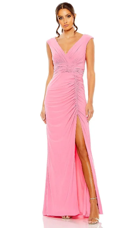 Ieena Duggal 55974 - Ruched Sheath Dress with High Slit