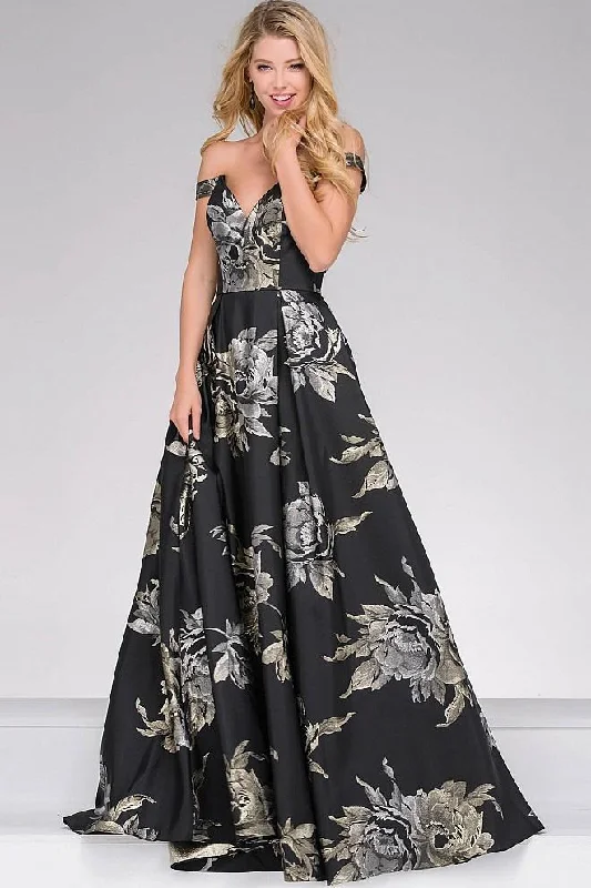 Jovani - Off the Shoulder Flora Print Prom Ballgown 48361