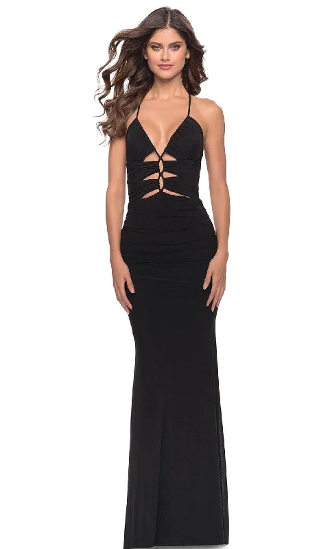 La Femme 31334 - Open Lace Up Back Long Prom Dress