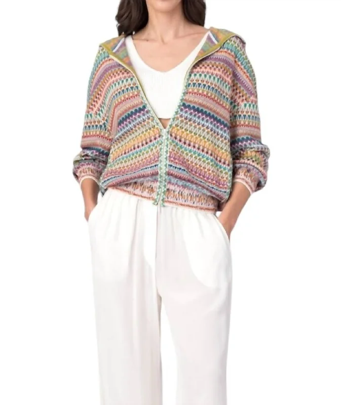 Striped Jacquard Jacket In White