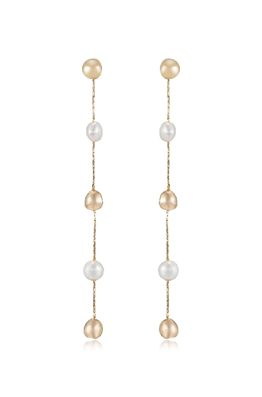 Alternating Freshwater Pearl Drop Earrings