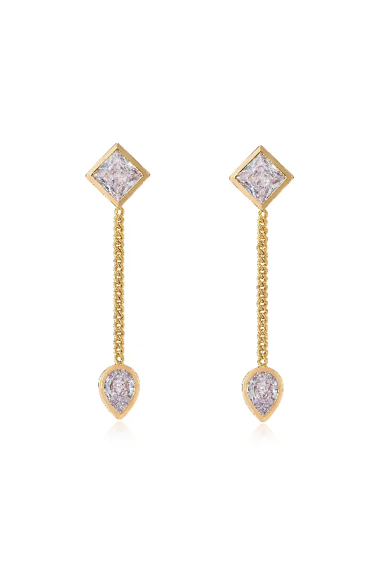 Bezel Crystal Shapes Drop Earrings