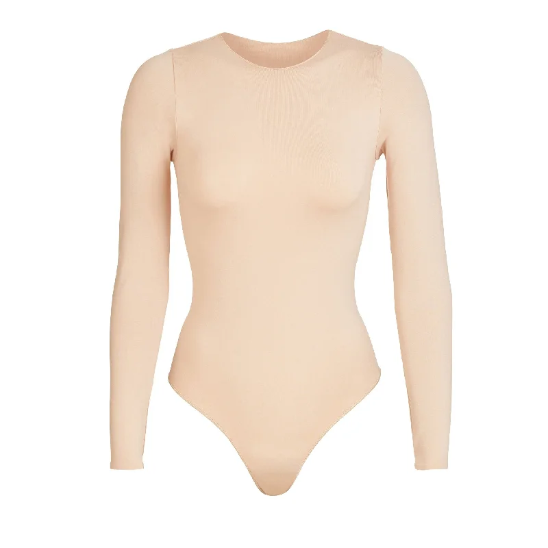 ESSENTIAL CREW NECK LONG SLEEVE BODYSUIT | SANDSTONE